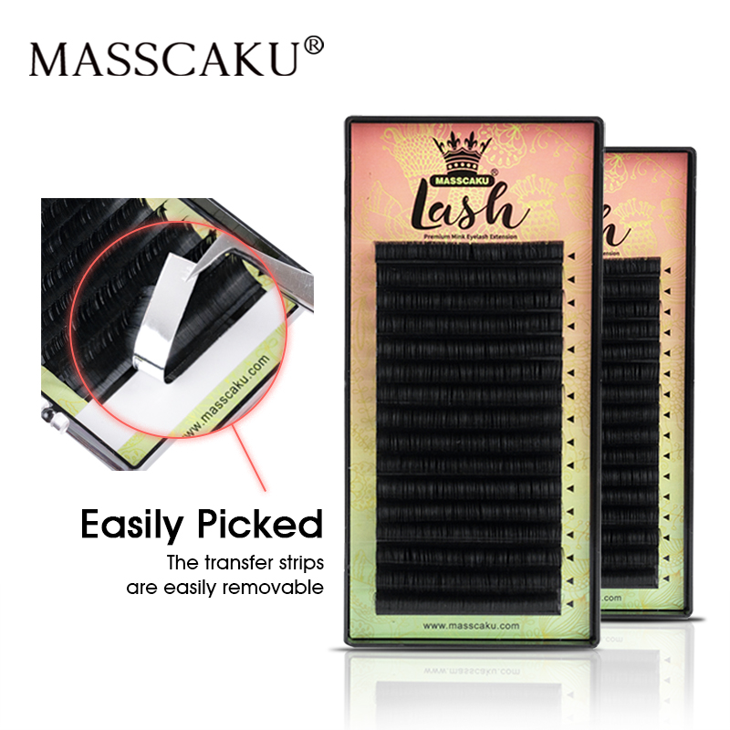 Eyelash Extension Natural Classic - MASSCAKU 全サイズ1トレイ16列 ソフトマテールCDまつげ 個別ナチュラルミンクまつげエクステ 人工つけまつげ