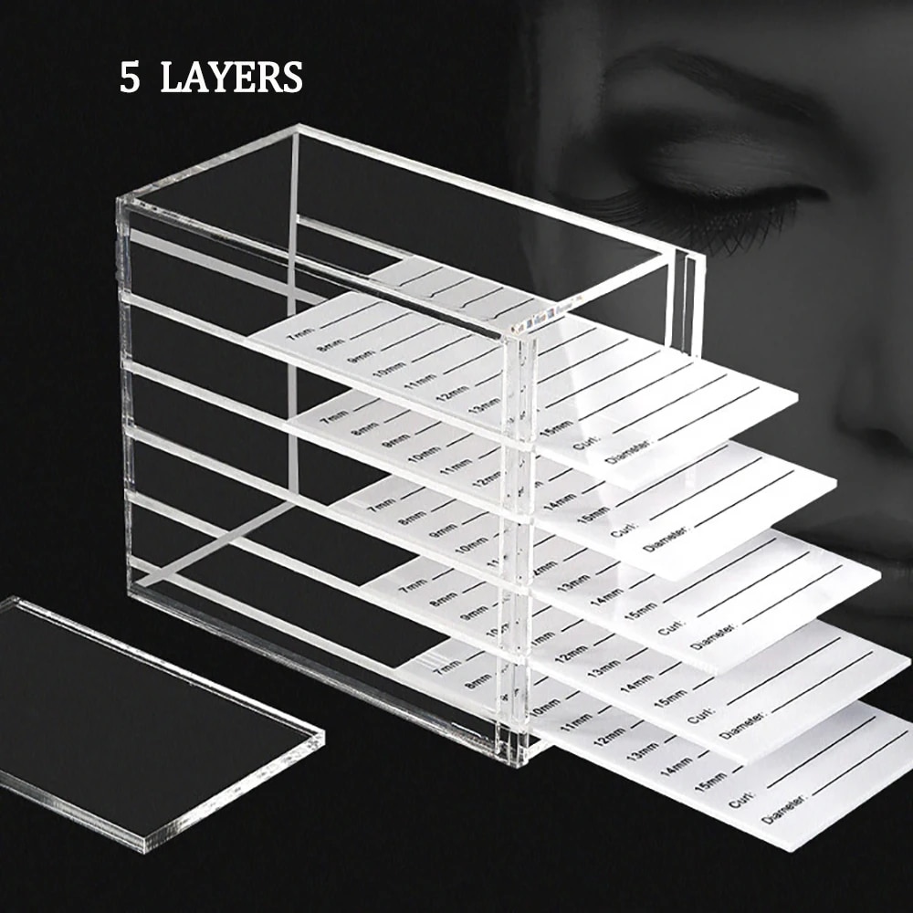 Eyelash Extension Equipment - 5 層まつげエクステンション収納ボックスアクリルパレットミンクラッシュオーガナイザーホルダーディスプレイスタンドグラフティングメイクツール用品