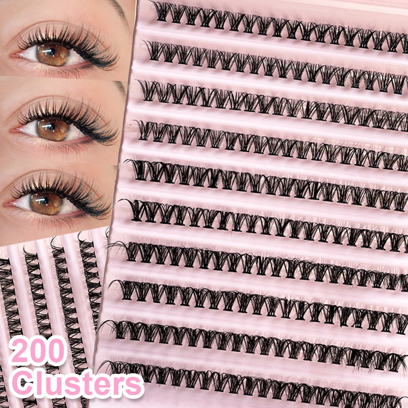 Lashes Eyelash Extension - 個々のまつげ エクステ用つけまつげ 8-16mm 200本入り クラスタまつげ ナチュラルルック