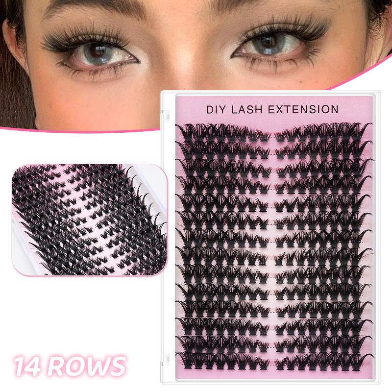 Lashes Eyelash Extension - 20個入り DIYつけまつげ セルフエクステ ソフトボリューム ナチュラルルックまつげ 素早く美しくなるつけまつげ