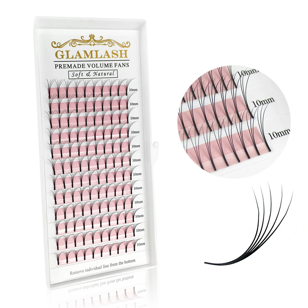 Eyelash Extension Korea Natural - GLAMLASH 2D-6D 既成ボリュームファンロングステムつけまつげ韓国シルク個別まつげエクステンション手作りナチュラルミンク