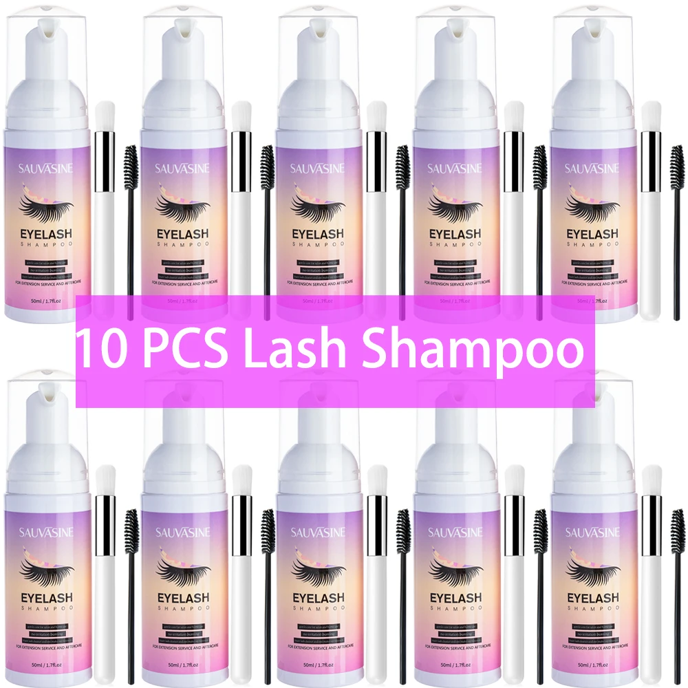 Eyelash Extension Wash - 5/10 個 50 ミリリットルまつげエクステンションシャンプー泡ムースキット高速メイク接着剤除去泡セット深くブラシでクリーニング女性のための