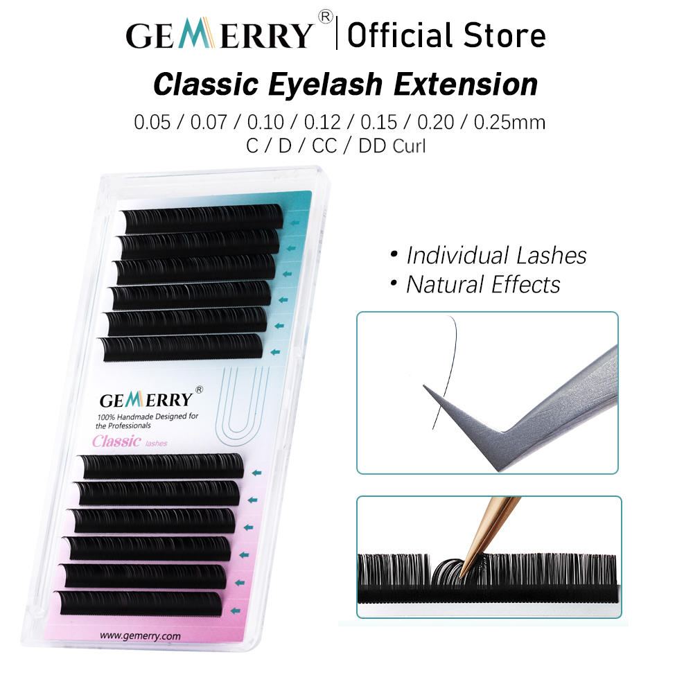 Eyelash Extension Korea Natural - GEMERRY 25mm 個別エクステンションまつげ ナチュラルソフトボリュームまつげ フェイクミンク クラシックまつげ