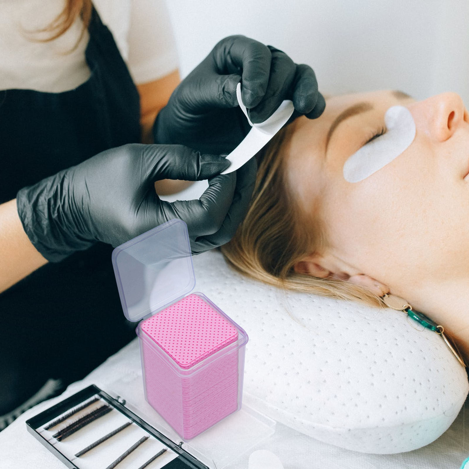 Lashes Eyelash Extension - 600枚入りクリーニングコットンワイプ まつげエクステ除去ツール グルーボトル拭き取りクロス まつげグルー残留物除去剤 まつげエクステ用