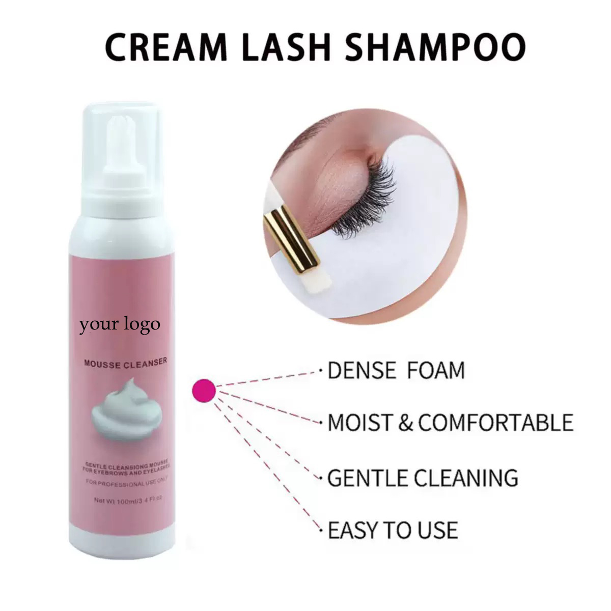 カスタマイズされたホイップラッシュシャンプーピンクフォームク - Eyelash Extension Wash のレビューと価格