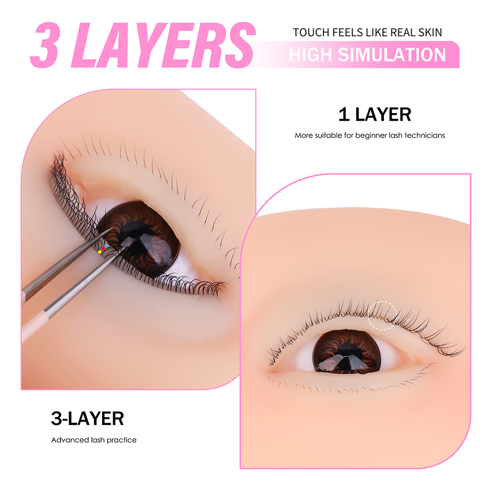 3層シリコン製まつげエクステ練習用アイモデル、伸縮性のある3 - Eyelash Extension Natural Classic のレビューと価格