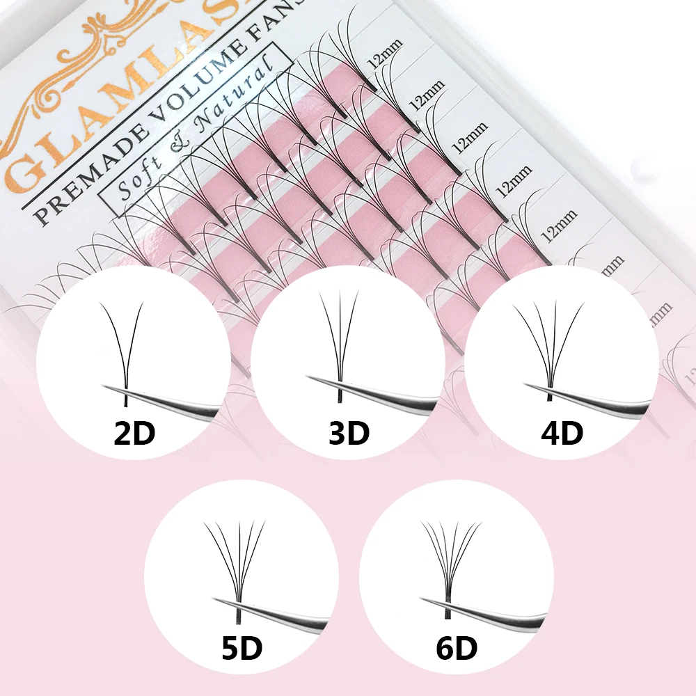 GLAMLASH 2D-6D 既成ボリュームファンロングステ - Eyelash Extension Korea Natural のレビューと価格