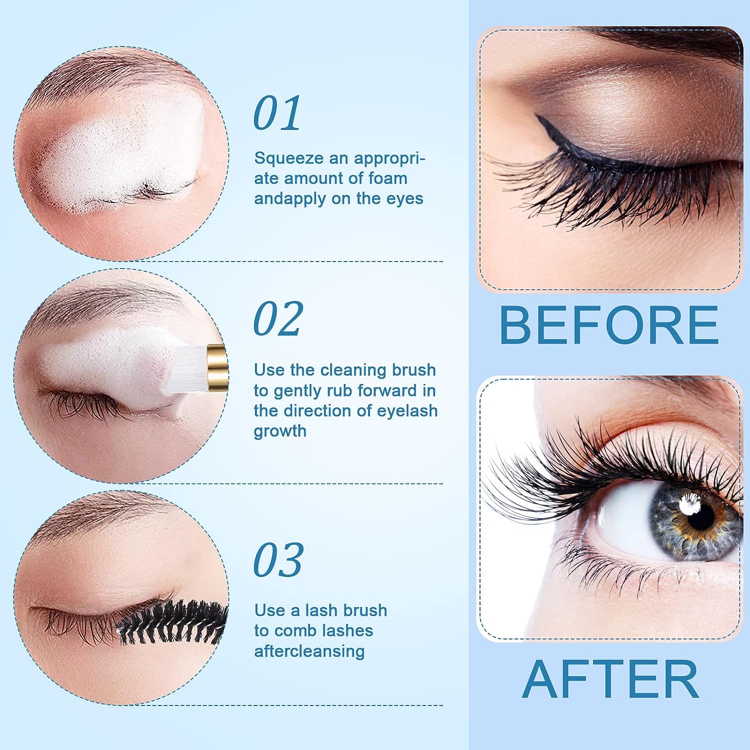 まつげクリーニングセット,石鹸フォーム洗浄ボトル,フェイスク - Eyelash Extension Wash のレビューと価格