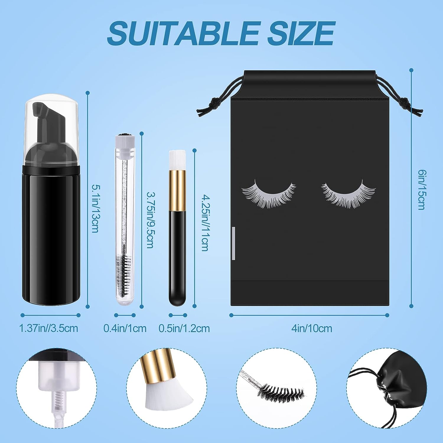 まつげクリーニングセット,石鹸フォーム洗浄ボトル,フェイスク - Eyelash Extension Wash のレビューと価格